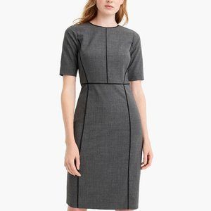 NWT Charcoal JCrew Piped Wool Dress